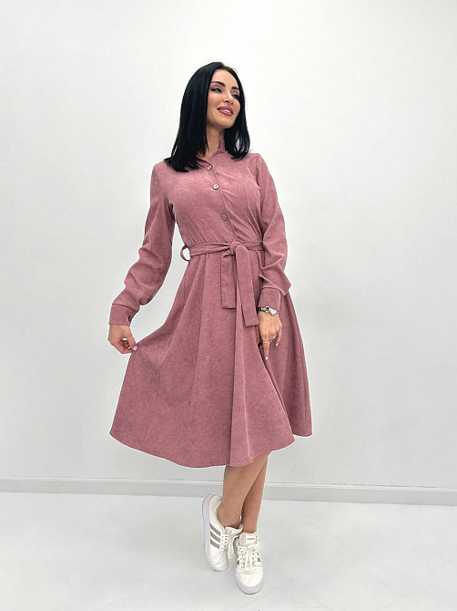 Вельветовое платье миди Ofelia 42-44, Трехнитка начес, Фрезовый Киев - изображение 2