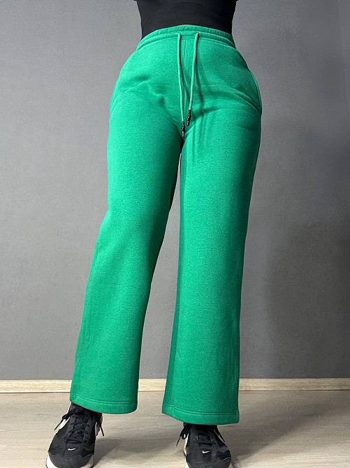 Штаны женские OLIVIA 2236 спортивные кюлоты укороченные на флисе зеленые, зеленый, L Киев - изображение 5