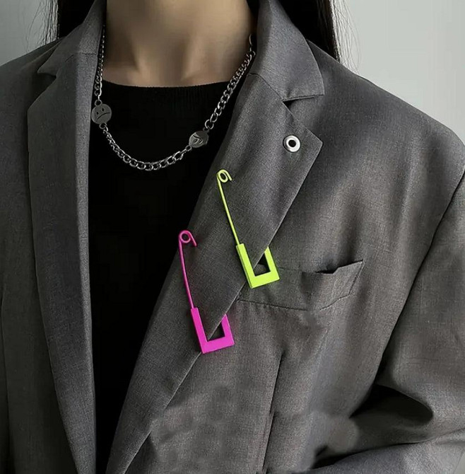 Набор декоративных булавок 4 шт – цветные геометрические шпильки-пуговицы 8 см Киев - изображение 1