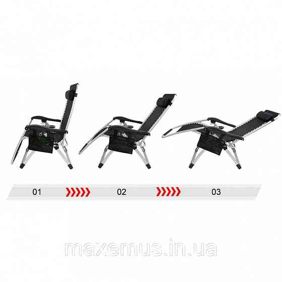 Раскладное кресло шезлонг туристический Bonro BG-006 черный + карман Садовый лежак пляжный шезлонг Мостиска