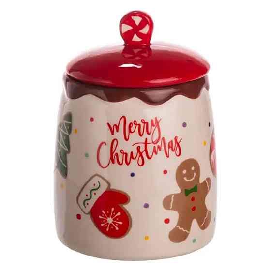 Банка для сипучих продуктів з кришкою з порцеляни 9×13 (см) Merry Christmas CR-1-42 Київ