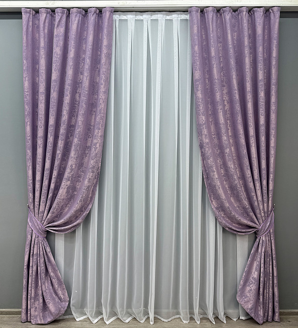 Комплект готових штор VR-Textil Жакард Sultan YL № 1764ш Бузковий 150х250 см 2 шт (39-854) Київ - фото 2