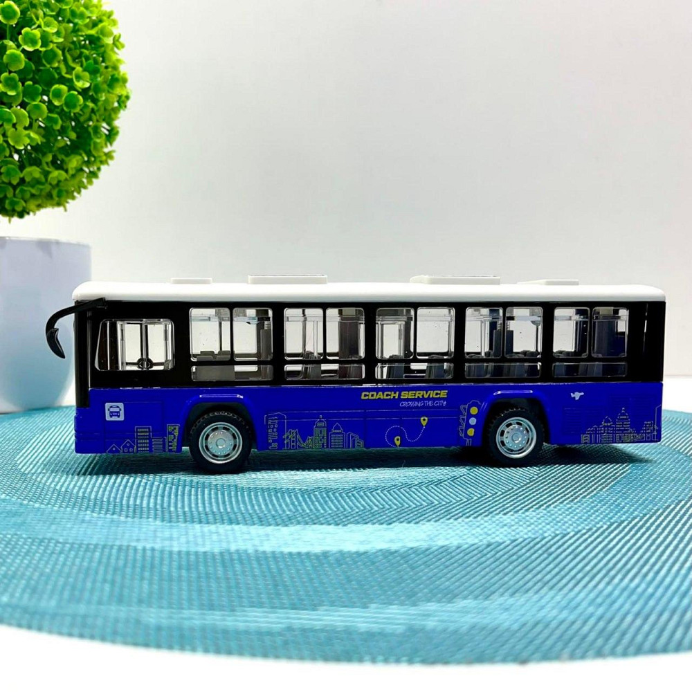 Автобус металевий з інерцією підсвічуванням та звуком відчиняються двері Синій (CLM-0771AC) Чернігів - фото 3