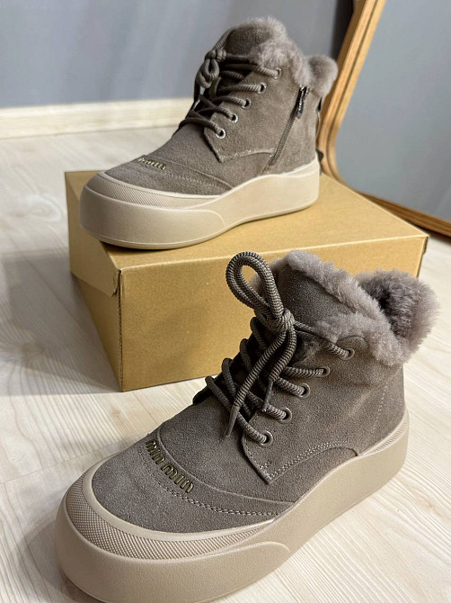 Черевики жіночі Hengji 677-3 замшеві високі кеди на хутрі бежеві, 39, 24,5 см Київ - фото 2