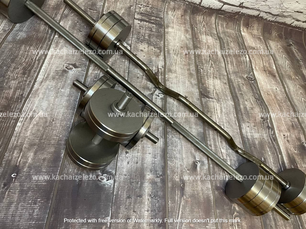 Комплект 105 кг Штанга + W-подібний гриф + Гантелі набірні Гантелі, гирі, штанги та диски металеві диски Київ - фото 20