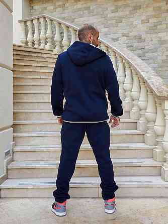 Мужской теплый костюм двойка: кофта и штаны трехнитка на флисе Темно-синий, 48 Одесса