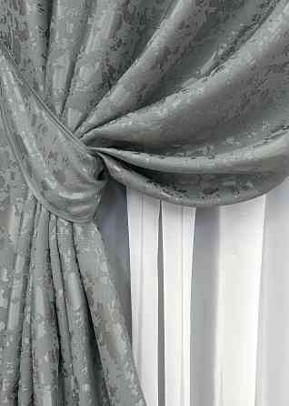Комплект штор на люверсах VR-Textil Льон мармур Pavliani ХО № 1264ш Сірий 150х250 см 2 шт (37-0317) Київ
