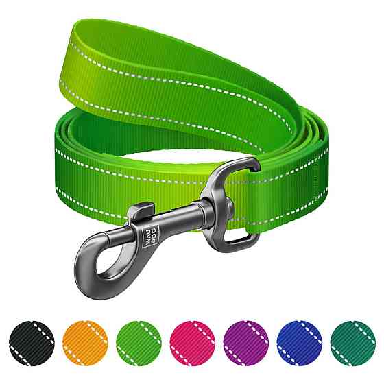 Повідець для собак нейлоновий WAUDOG Nylon Mono, світловідбивний, S, Ш 15 мм, Дов 122 см салатовий Київ