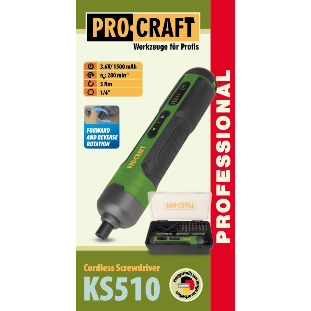 Аккумуляторная отвертка Procraft KS510 Коломыя - изображение 1