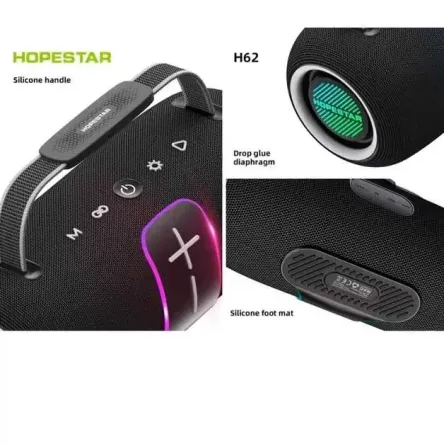 Мінідинамік Bluetooth HOPESTAR H62, IPX6, акумулятор 8800 mAh, Bluetooth 5.3, чорний, портативна акустика Одеса