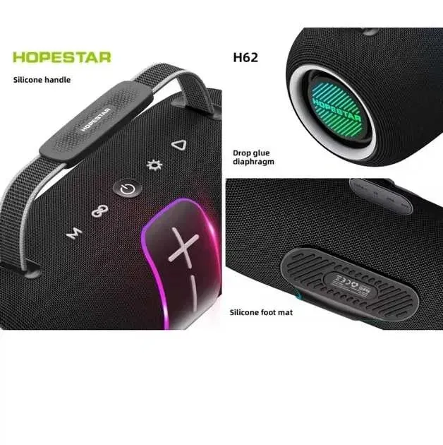 Мінідинамік Bluetooth HOPESTAR H62, IPX6, акумулятор 8800 mAh, Bluetooth 5.3, чорний, портативна акустика Одеса - фото 2