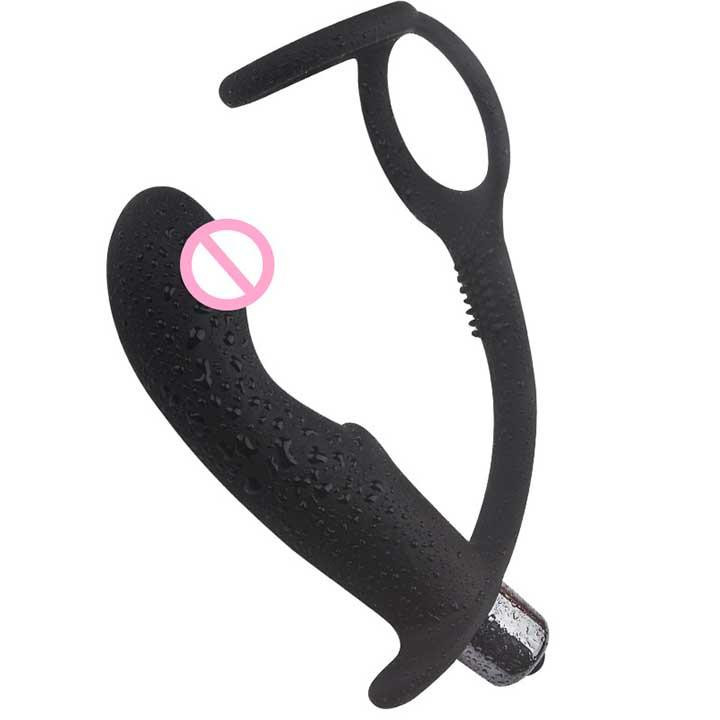 Ерекційне кільце з вібро масажером простати - Чорний Вінниця - фото 1