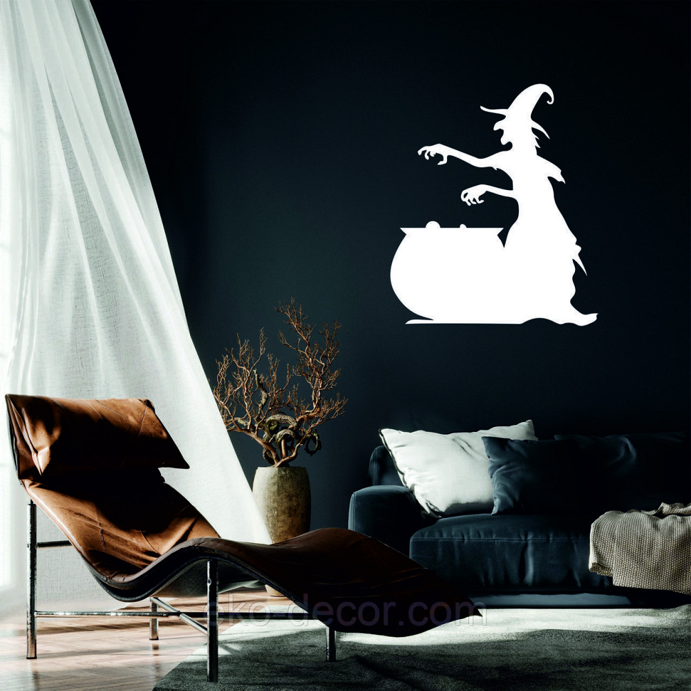 Декоративное настенное 3D Панно «Ведьма», Декор на стену с объемом 50*43 см, Белый Киев - изображение 1