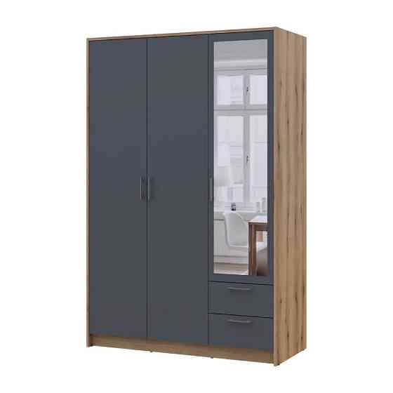 Шкаф для одежды Doros Ронди с зеркалом Дуб Артизан/Графит 3ДСП 121х52х195 DRS-011670 (80737816) Львов