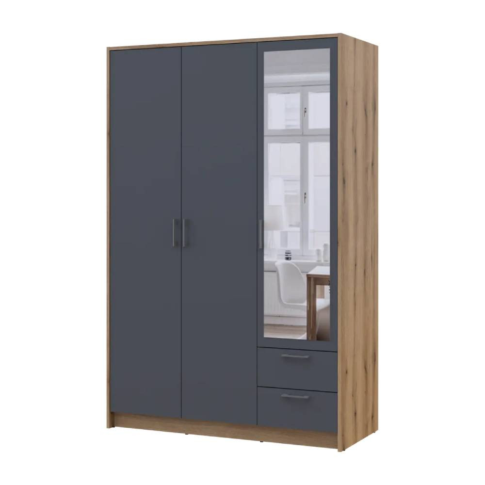 Шкаф для одежды Doros Ронди с зеркалом Дуб Артизан/Графит 3ДСП 121х52х195 DRS-011670 (80737816) Львов - изображение 1