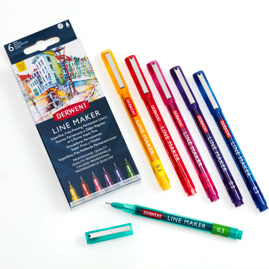 Набір лінерів Line Maker Colour 6шт кольорові Derwent Київ - фото 3