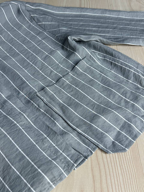 Сорочка жіноча Mix Ray 4447 укорочена з кишенею у тонку смужку сіра, сірий, M Київ - фото 5