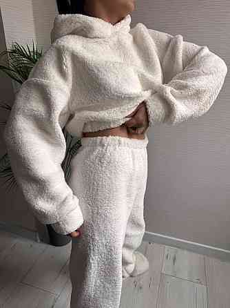 Жіноча стильна домашня плюшева піжама з вушками хутро тедді Одеса