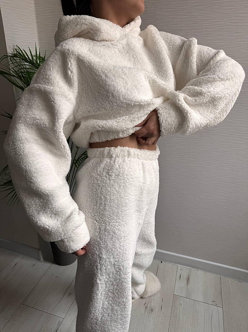 Жіноча стильна домашня плюшева піжама з вушками хутро тедді Одеса - фото 3