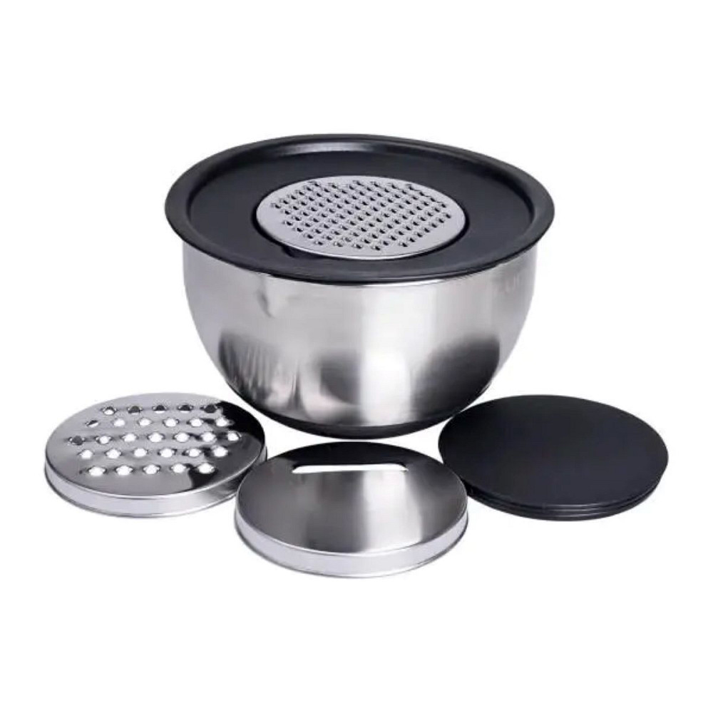 Набір мисок з нержавіючої сталі з кришками і терками салатники з нержавійки 3 штуки 2.5 л/2 л/1 Киев - изображение 2