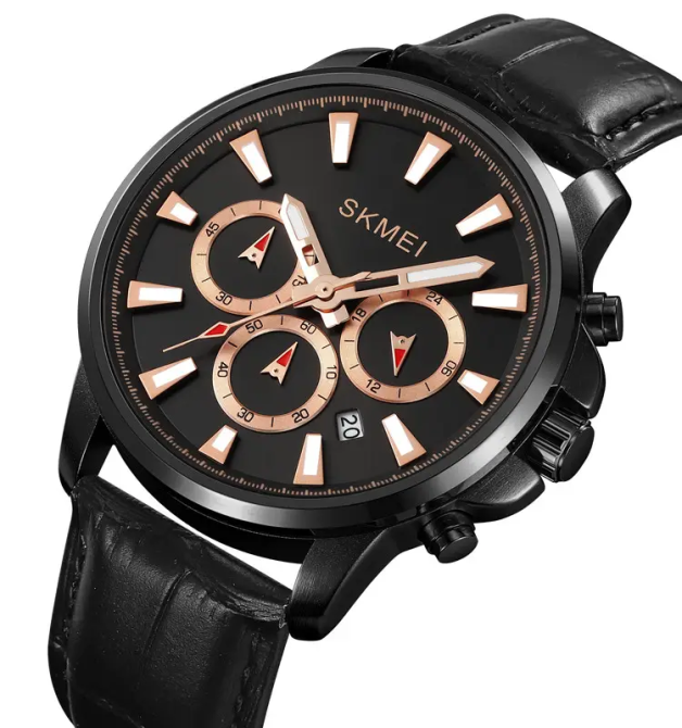 Мужские наручные часы Skmei 2071 с ремешком из эко-кожи (Черный) Винница - изображение 2