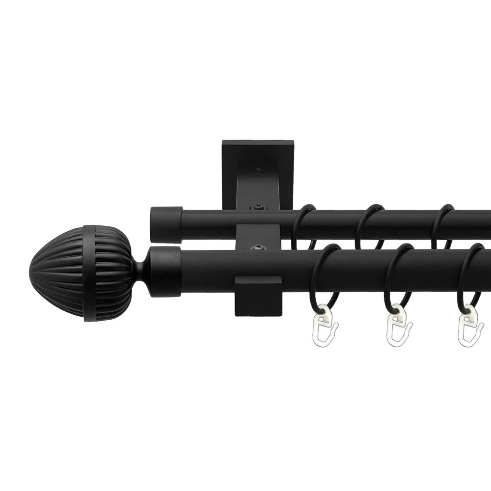 Карниз Orvit Одеон металевий дворядний техно гладка труба кільце металеве Чорний Оксамит 25\19 мм 200 см Львов - изображение 1