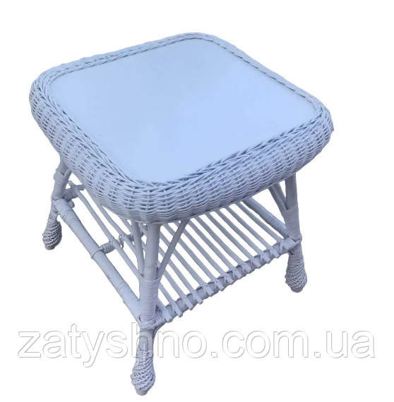 Білий стіл плетений журнальний Київ - фото 1
