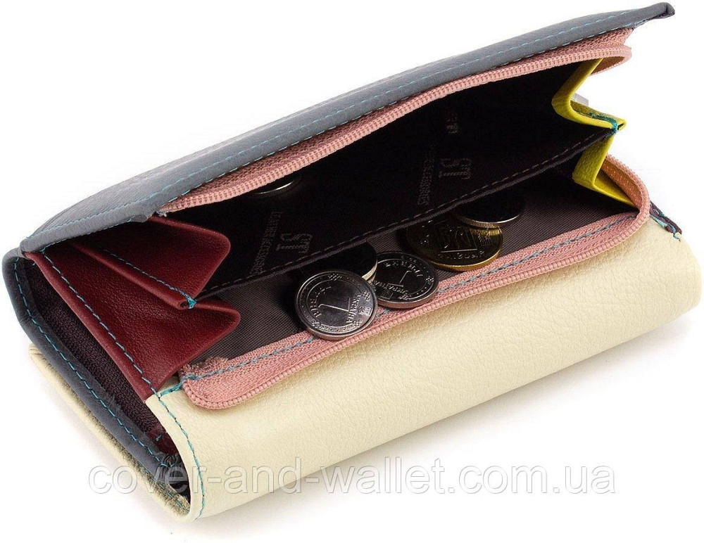 Пудровый женский кожаный кошелек на магнитах среднего размера Marco Coverna МС 1418 Фиолетовый Киев - изображение 3