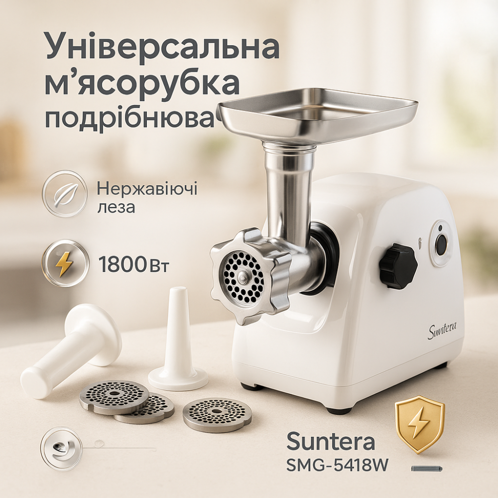 Бытовая мясорубка Помощница Suntera SMG-5418W, Мясорубки с металлическими шестернями в редукторе ON-62 Львов - изображение 15
