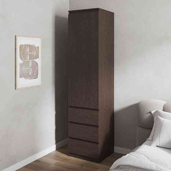 Шафа для одягу VAYS, пенал з полицями та шухлядами, без ручок R-35 Венге Темний Львів