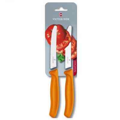 Набор ножей Victorinox SwissClassic 11см, 2шт. в блистере, волнистое лезвие,оранж (6.7836.L119B) Винница