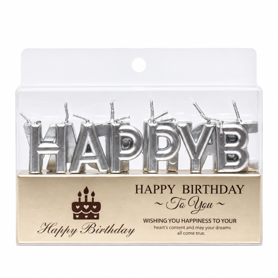 Свічка для торта літери happy birthday срібло Київ