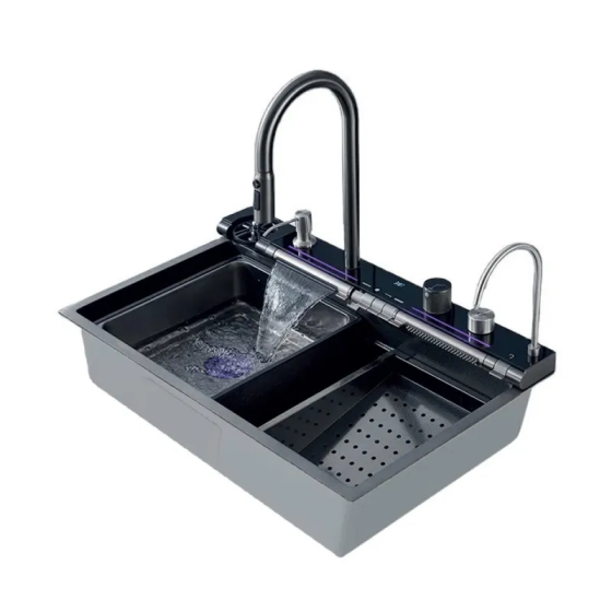 Мийка Zerix ZH7546-SET-04 DECOR Nano-Black з вбудованим змішувачем з нерж. сталі   ( ZM5578 ) 24557 Харків