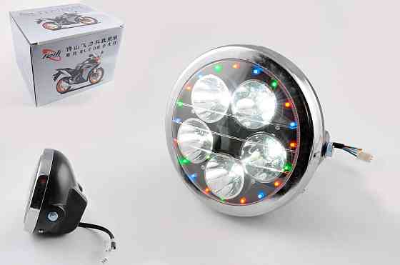Фара світлодіодна кругла (кріплення 180mm, багатобарвне підсвічування, пластик) Feili Київ