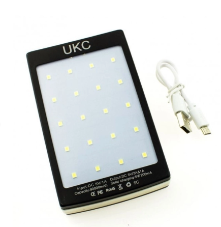 Зовнішній акумулятор Power Bank Solar LED 803, 3200 mAh, ліхтар 20 LED, 2 USB, заряджання від сонця Одеса