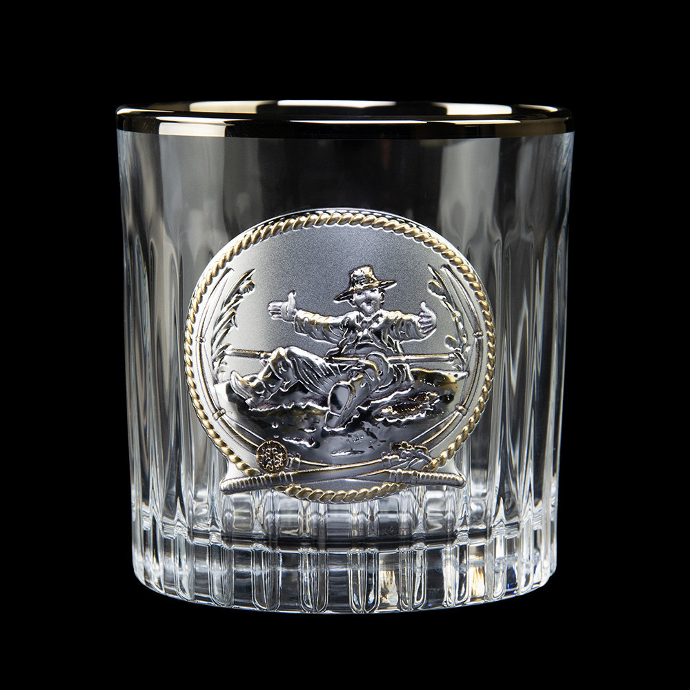 Набір для віскі “FISHERMAN” 6 келихів 360 мл, кришталь з платиною, зображення зі срібла з позолотою Рівне - фото 6