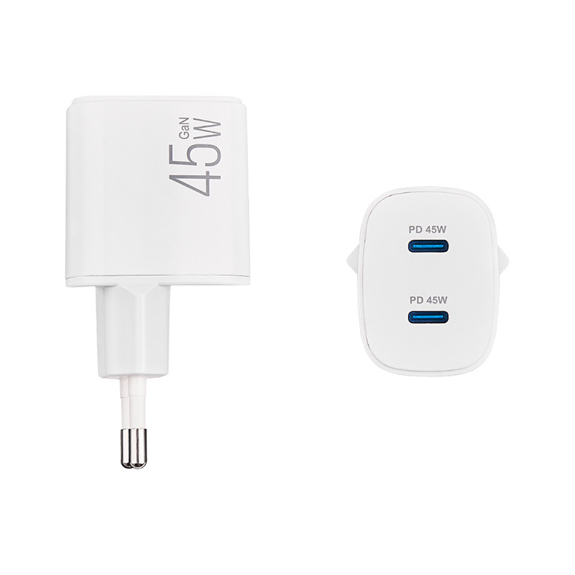 Мережевий зарядний пристрій Brevia ePowerGaN PD45W 2xUSB-C білий Львів - фото 3