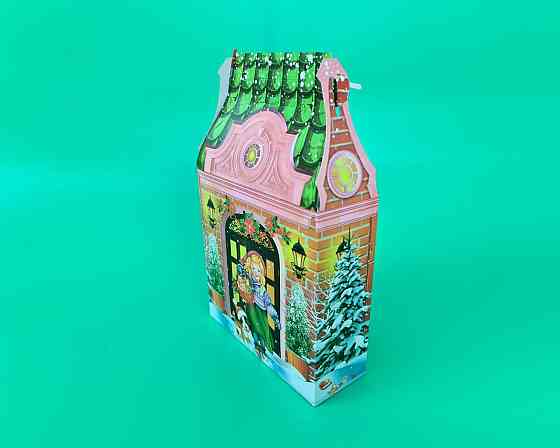 Святкове паковання для новорічних подарунків (700 грм) No239с "Новорічний будинок" (1 шт.) Харків