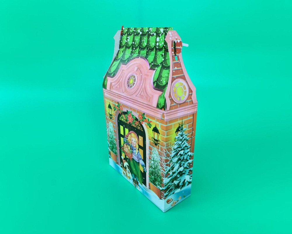 Святкове паковання для новорічних подарунків (700 грм) No239с "Новорічний будинок" (1 шт.) Харків - фото 1