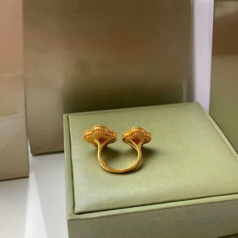 Кольцо Van Cleef позолота 18 К / кольцо клевер черное в лимонном золоте Одесса - изображение 5