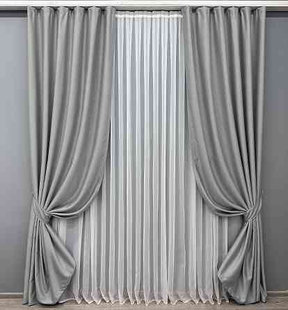 Комплект готових штор VR-Textil Шеніл однотонний № 1689ш Світло-сірий 150х270 см 2 шт (39-853) Київ