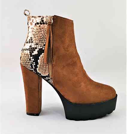 Жіночі Черевики Руді на Каблуку та Платформі Замшеві Модельні Ботильйони (розміри: 39) - 24 Дніпро