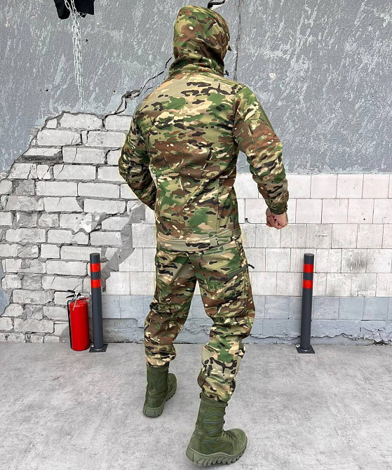 Тактичний комплект демісезонний Softshell 4 в 1 (куртка, штани, кофта, бейсболка) Мультикам XL Вінниця - фото 9