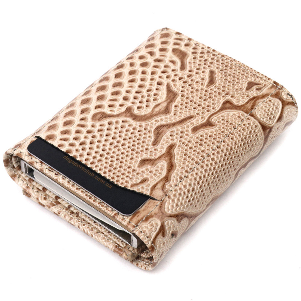 Візитниця із натуральної фактурної шкіри під змію Бежевий (KARYA) Київ - фото 3