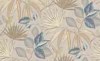 Шпалери метрові вінілові на флізеліні Rasch Clas геометрія листя пальми банана сині коричневі Київ