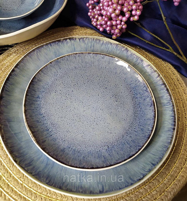Тарілка блюдо Olens "Всесвітня" 27,5х3 см кераміка блакитна Київ - фото 3