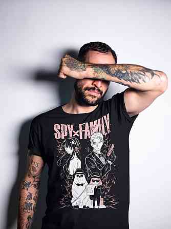 Футболка з аніме принтом Шпигун і сім’я оверсайз (S/M/L) Чорний AnimeJ0167 Дніпро