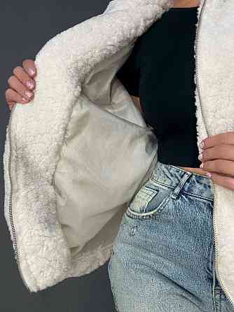 Шуба женская Lady Yep 10017 тедди бомбер оверсайз на молнии, молочний, one size Киев