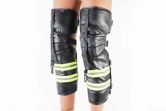 Наколінники захисні, утеплені (коліно+гомілка) к-кт 2шт, Чорні зі світловідбиваючою смугою Киев