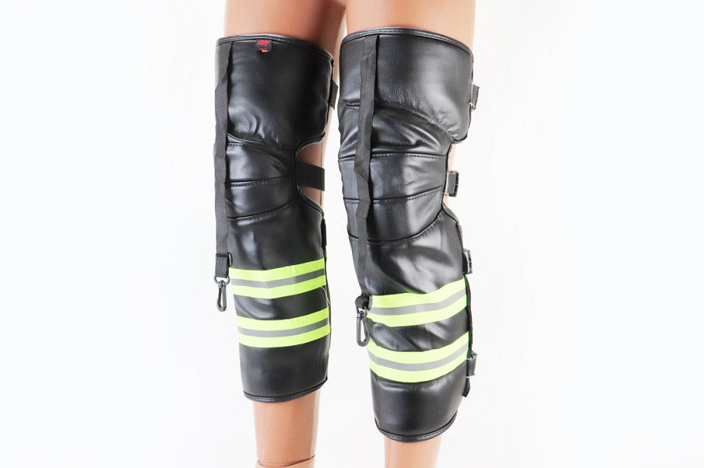 Наколінники захисні, утеплені (коліно+гомілка) к-кт 2шт, Чорні зі світловідбиваючою смугою Киев - изображение 1